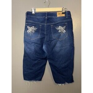 JEAN'S DENIM Shorts Womens 10 Blue Denim Cutoff Raw Hem Rhinestone Butterfly